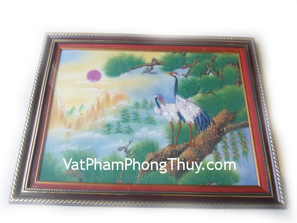 tpc04 6 tranh song hac 01 Tranh song hạc,cầu tuổi thọ,gia đạo an lành TPC04 6